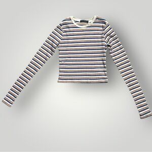 Brandy Melville Made in Italy Striped Ribbed Long Sleeve Top Rare Vintage